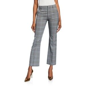 Adeam Glen Plaid Cigarette Pants Size 4 Grey Wool Blend High Rise
